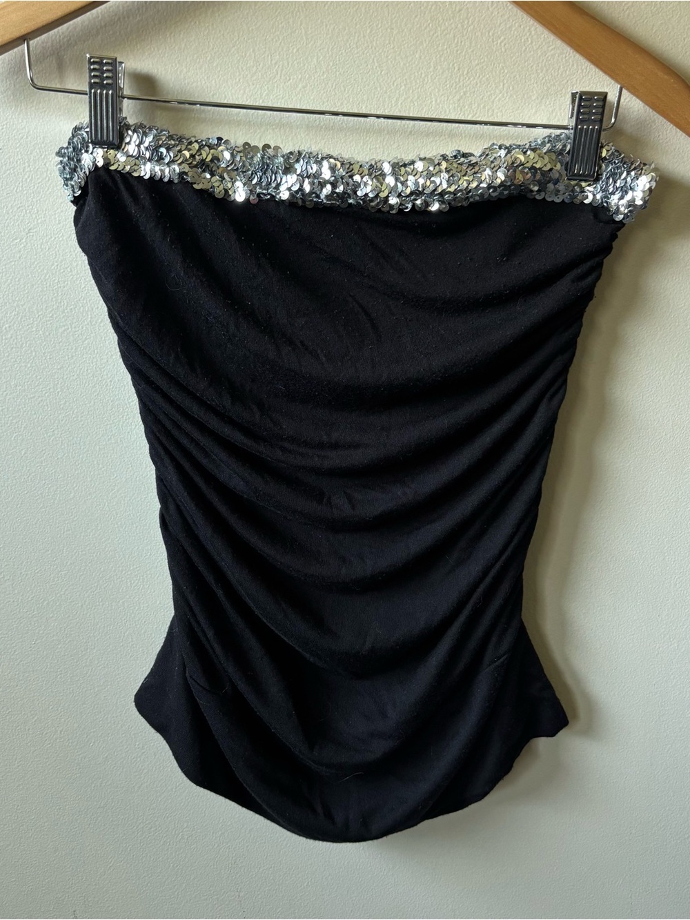 Wet Seal Black Tube Top with Silver Sequins
